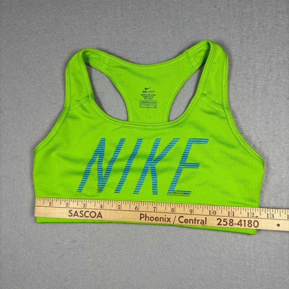 Nike Dri-Fit Womens Sports Bra Size Small Lime Green Racerback Workout Athletic